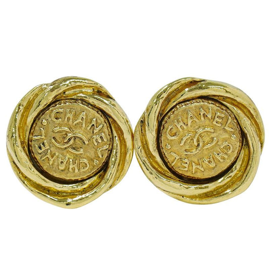 Authentic Chanel Coco Mark Earrings GP Gold Plated Coco Mark Accessories