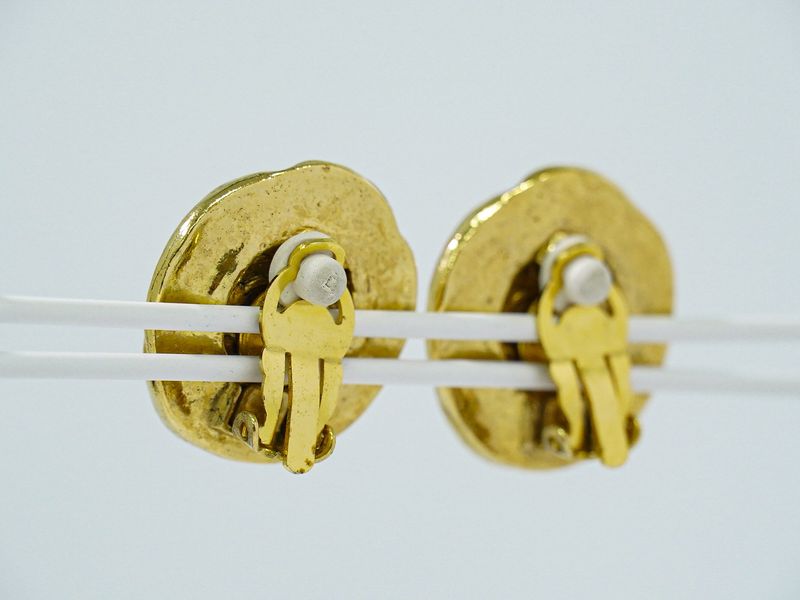 Authentic Chanel Coco Mark Earrings GP Gold Plated Coco Mark Accessories