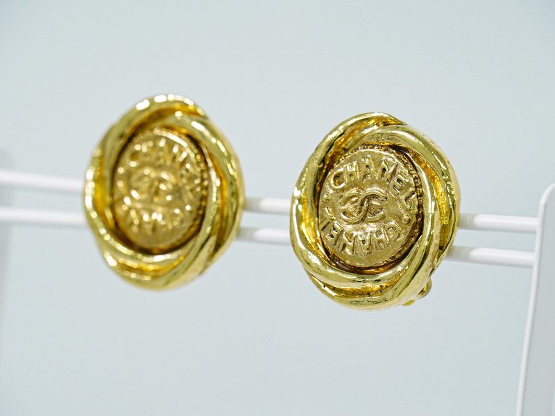 Authentic Chanel Coco Mark Earrings GP Gold Plated Coco Mark Accessories
