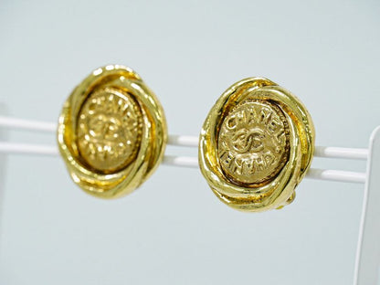 Authentic Chanel Coco Mark Earrings GP Gold Plated Coco Mark Accessories