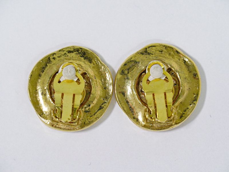 Authentic Chanel Coco Mark Earrings GP Gold Plated Coco Mark Accessories