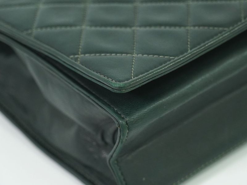 Authentic Chanel Coco Mark Matelasse Chain Shoulder Bag Lambskin Leather Dark