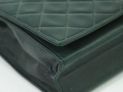 Authentic Chanel Coco Mark Matelasse Chain Shoulder Bag Lambskin Leather Dark