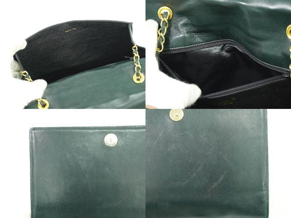 Authentic Chanel Coco Mark Matelasse Chain Shoulder Bag Lambskin Leather Dark