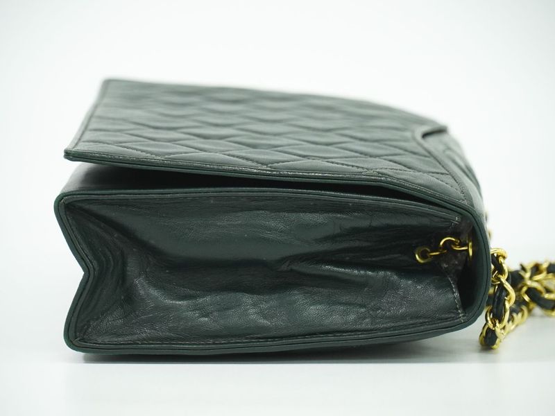 Authentic Chanel Coco Mark Matelasse Chain Shoulder Bag Lambskin Leather Dark