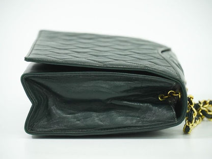 Authentic Chanel Coco Mark Matelasse Chain Shoulder Bag Lambskin Leather Dark