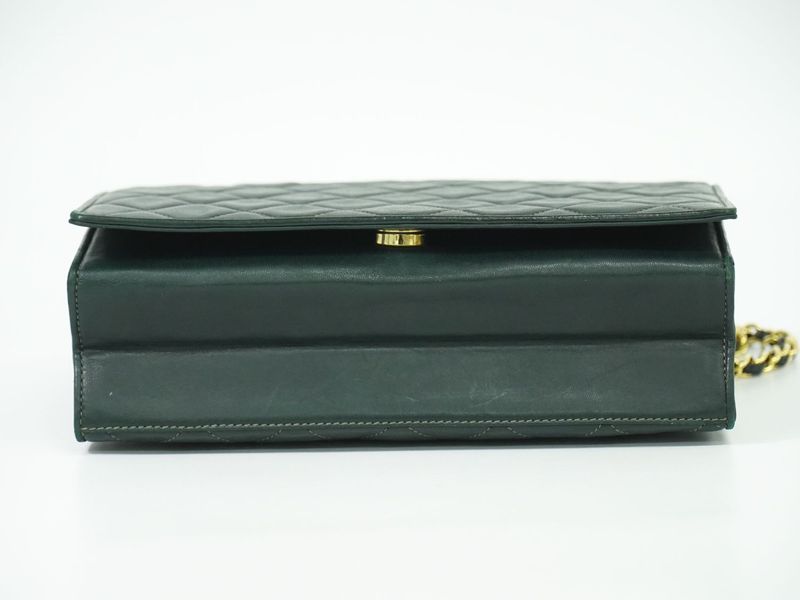 Authentic Chanel Coco Mark Matelasse Chain Shoulder Bag Lambskin Leather Dark