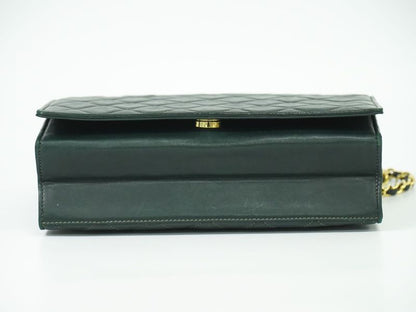 Authentic Chanel Coco Mark Matelasse Chain Shoulder Bag Lambskin Leather Dark