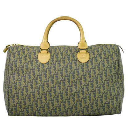 Authentic Christian DIOR Trotter Boston Bag Handbag Travel Bag Canvas Beige