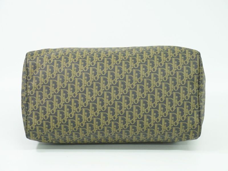 Authentic Christian DIOR Trotter Boston Bag Handbag Travel Bag Canvas Beige