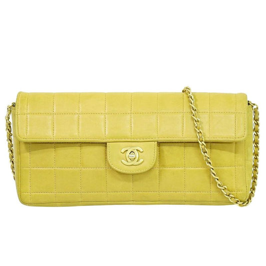 Authentic Chanel Chocolate Bar Chain Shoulder Bag Leather Beige Chocolate Bar