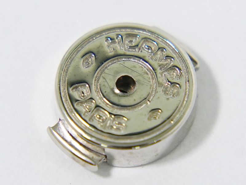 Authentic Hermes H Cube Earrings Metal Silver Hardware Orange Accessories