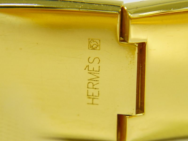 Authentic Hermes Emile GM Bangle Bracelet Cloisonne GP Gold Plated Green Email