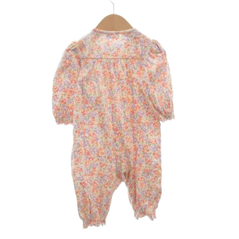 Celine 2-piece Set Romper Cardigan 70 80 Long Sleeves Floral Pink AE - GY14