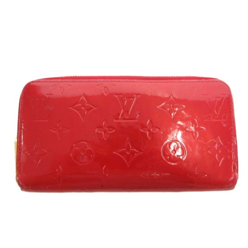 Louis Vuitton Monogram Vernis Zippy Wallet Long Wallet Red M91732 FF