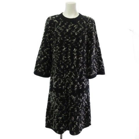 Chanel P52503k06806 Wool Cashmere Knit Dress Knee Length 7/4 Length Sleeves