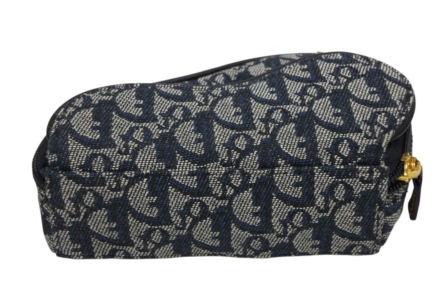Dior Saddle Pouch Trotter Pattern Canvas Leather Navy Gold — view 5