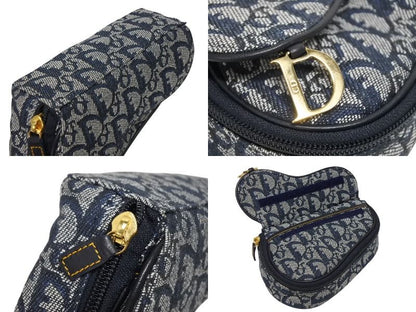 Dior Saddle Pouch Trotter Pattern Canvas Leather Navy Gold — view 6