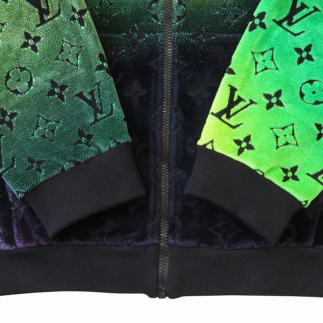 Unused 24SS Louis Vuitton Monogram Velvet Zip Up Hoodie Jacket Blouson Gradient