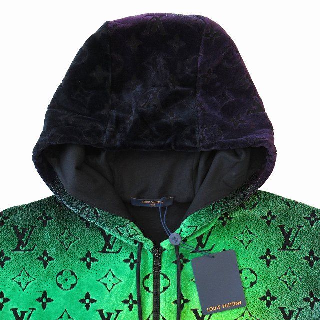 Unused 24SS Louis Vuitton Monogram Velvet Zip Up Hoodie Jacket Blouson Gradient