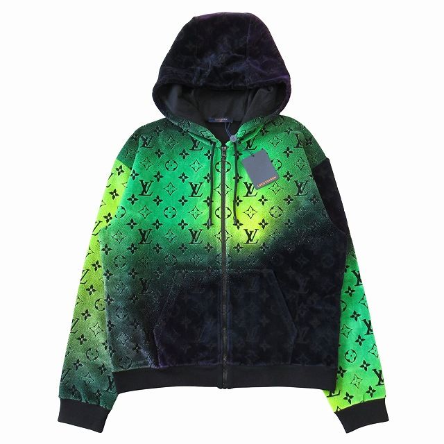 Unused 24SS Louis Vuitton Monogram Velvet Zip Up Hoodie Jacket Blouson Gradient