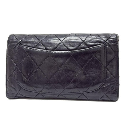 Chanel Long Wallet Matelasse A31506 Black Silver Hardware Lambskin