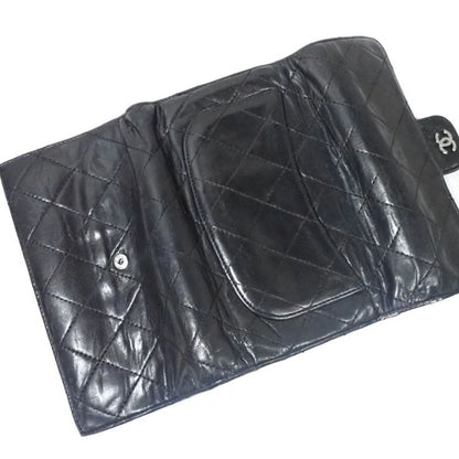 Chanel Long Wallet Matelasse A31506 Black Silver Hardware Lambskin