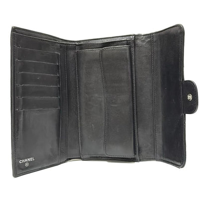 Chanel Long Wallet Matelasse A31506 Black Silver Hardware Lambskin