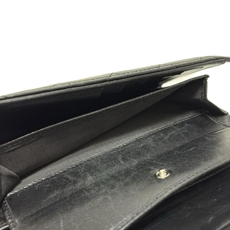 Chanel Long Wallet Matelasse A31506 Black Silver Hardware Lambskin