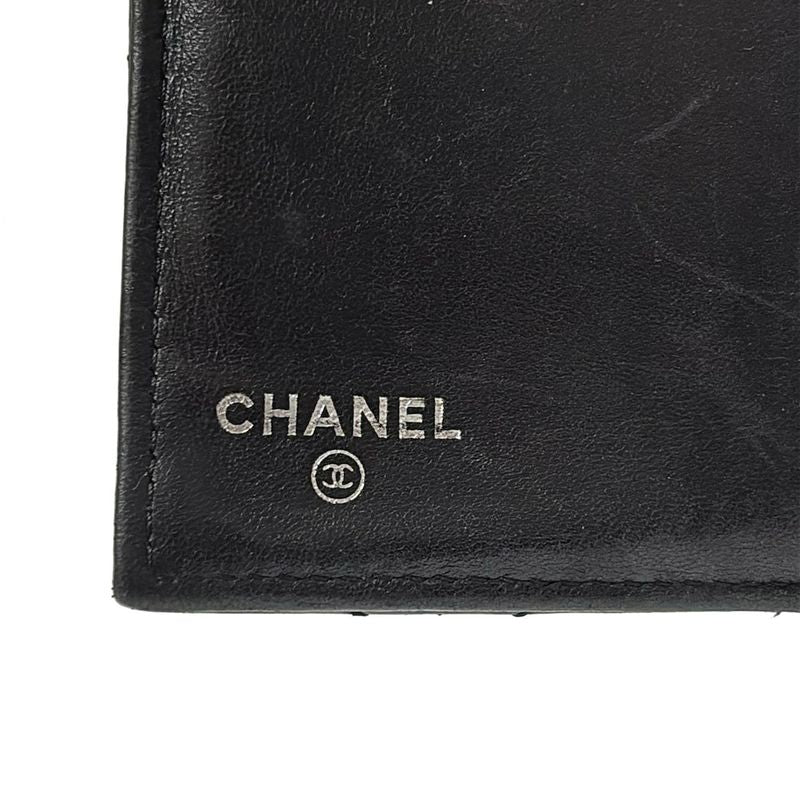 Chanel Long Wallet Matelasse A31506 Black Silver Hardware Lambskin