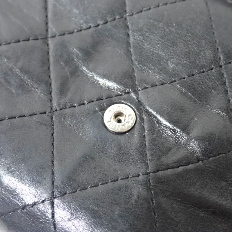 Chanel Long Wallet Matelasse A31506 Black Silver Hardware Lambskin