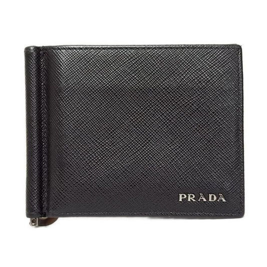 Prada Wallet - Black Leather With Money Clip