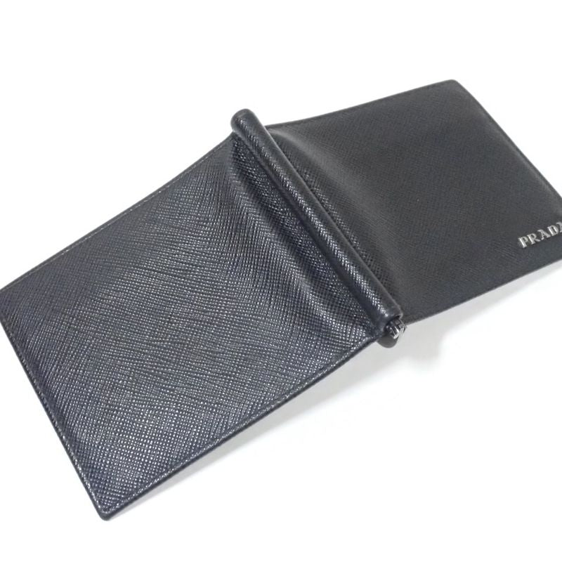 Prada Wallet - Black Leather With Money Clip