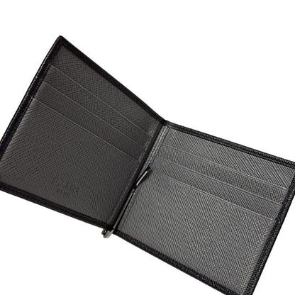 Prada Wallet - Black Leather With Money Clip