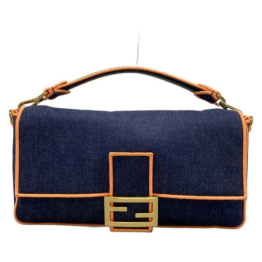 Fendi Handbag Baguette Large 8br771 Navy And Orange