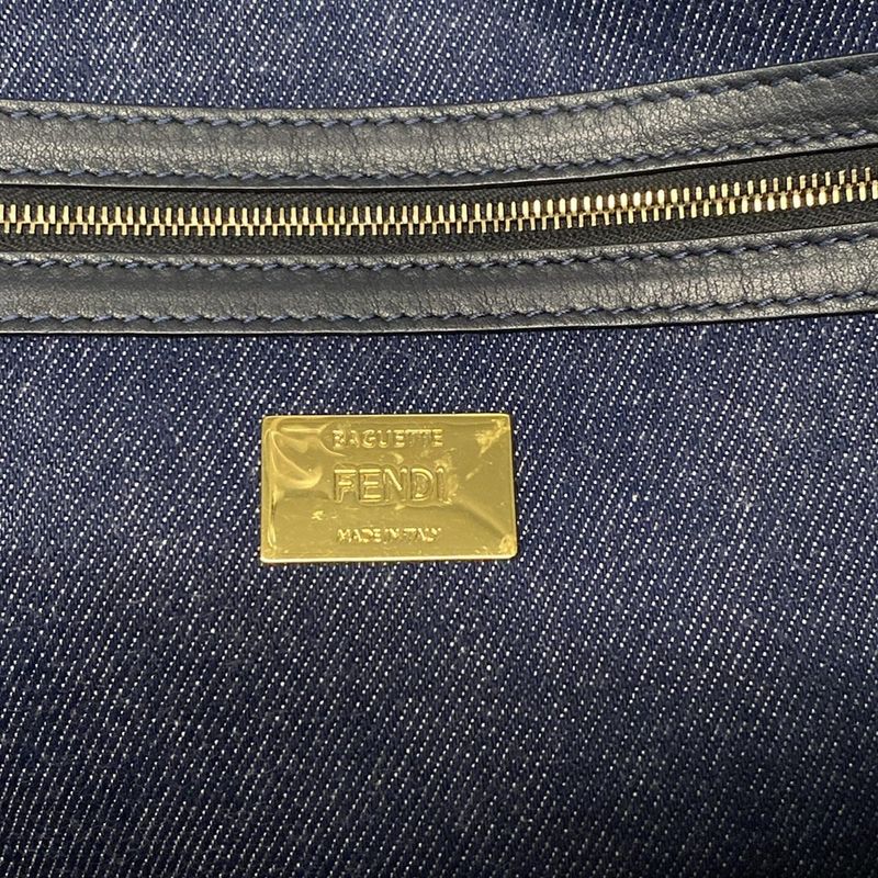 Fendi Handbag Baguette Large 8br771 Navy And Orange