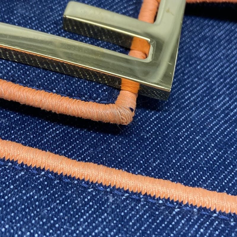 Fendi Handbag Baguette Large 8br771 Navy And Orange