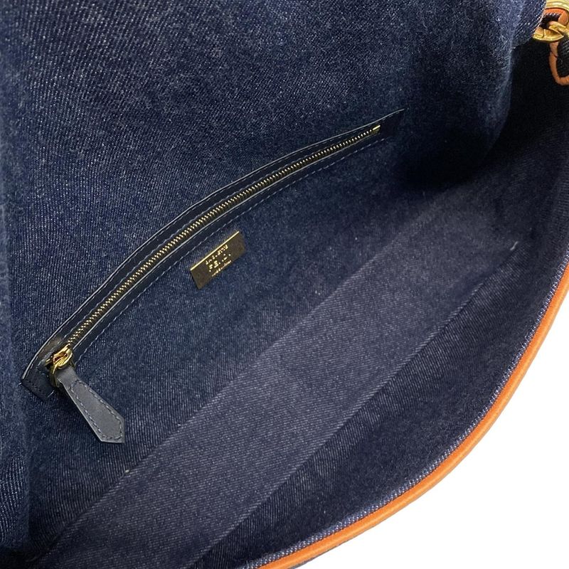 Fendi Handbag Baguette Large 8br771 Navy And Orange