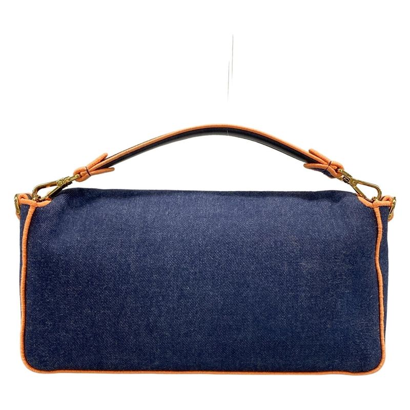 Fendi Handbag Baguette Large 8br771 Navy And Orange