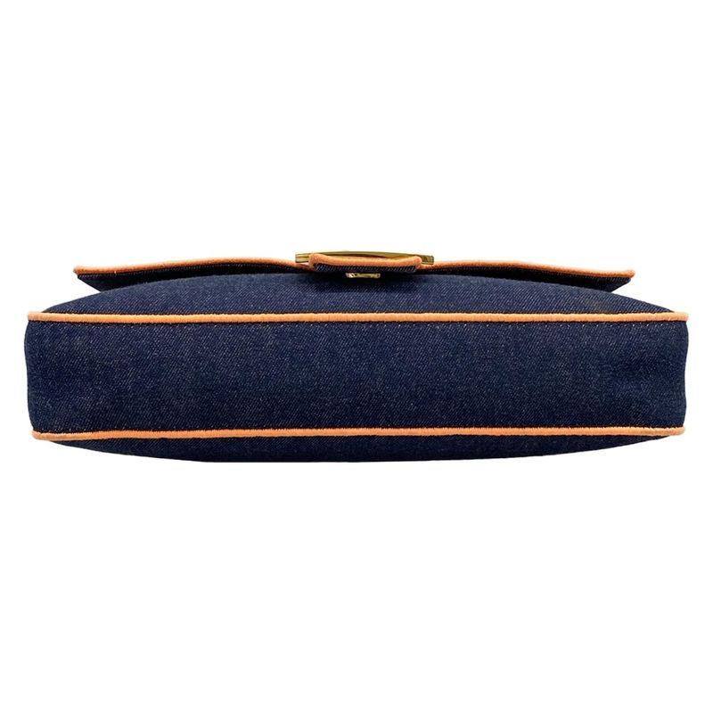 Fendi Handbag Baguette Large 8br771 Navy And Orange