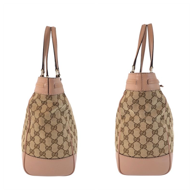 Gucci Mayfair Beige Pink GG Canvas Leather 257061 Tote Bag Shoulder Bag Women