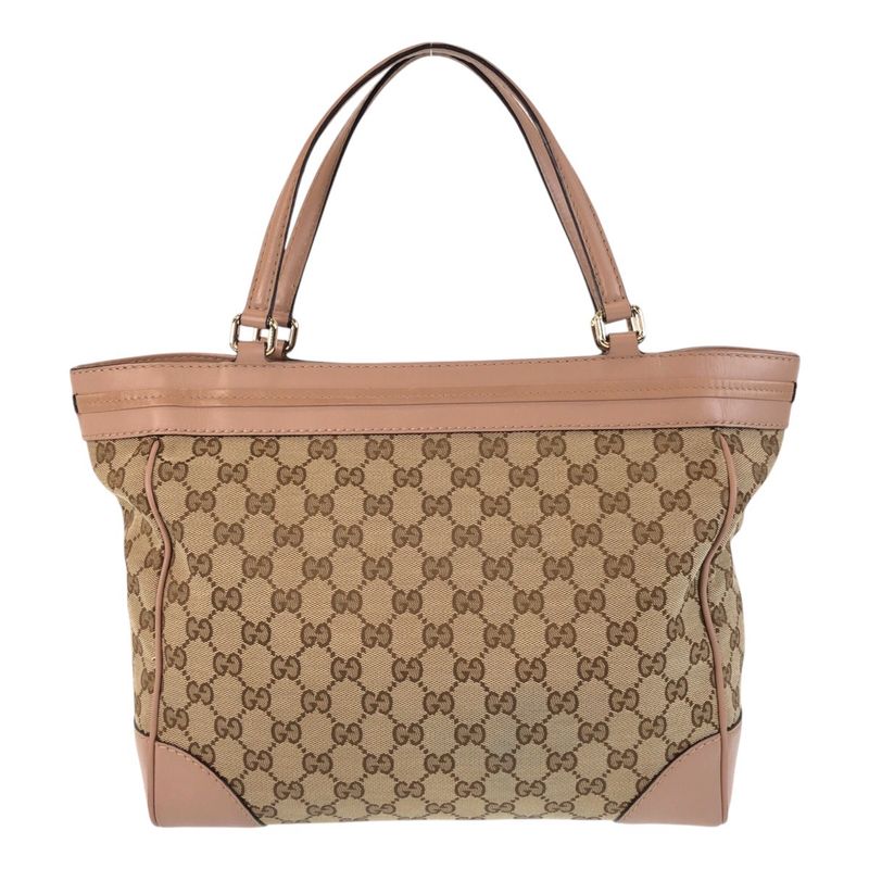 Gucci Mayfair Beige Pink GG Canvas Leather 257061 Tote Bag Shoulder Bag Women