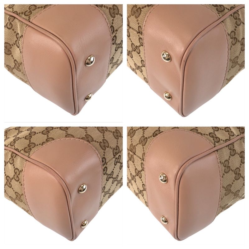 Gucci Mayfair Beige Pink GG Canvas Leather 257061 Tote Bag Shoulder Bag Women