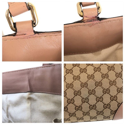 Gucci Mayfair Beige Pink GG Canvas Leather 257061 Tote Bag Shoulder Bag Women