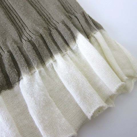 Prada Cardigan Cotton Long Sleeve Ribbed Knit Flared Bicolor M 42 Khaki Off