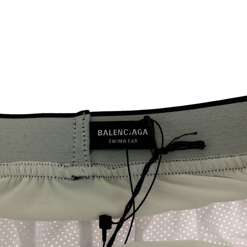 Balenciaga Logo Mesh Size S White Black Polyester 698317 4c0b4 Half Pants