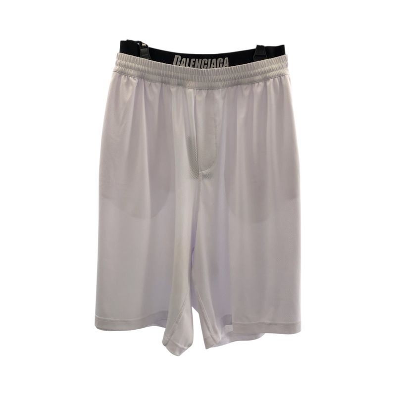Balenciaga Logo Mesh Size S White Black Polyester 698317 4c0b4 Half Pants