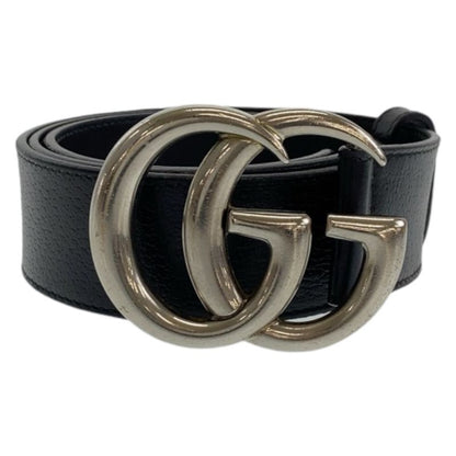 Gucci Marmont GG Logo Black Silver Hardware Leather 525040 Belt Buckle 85cm