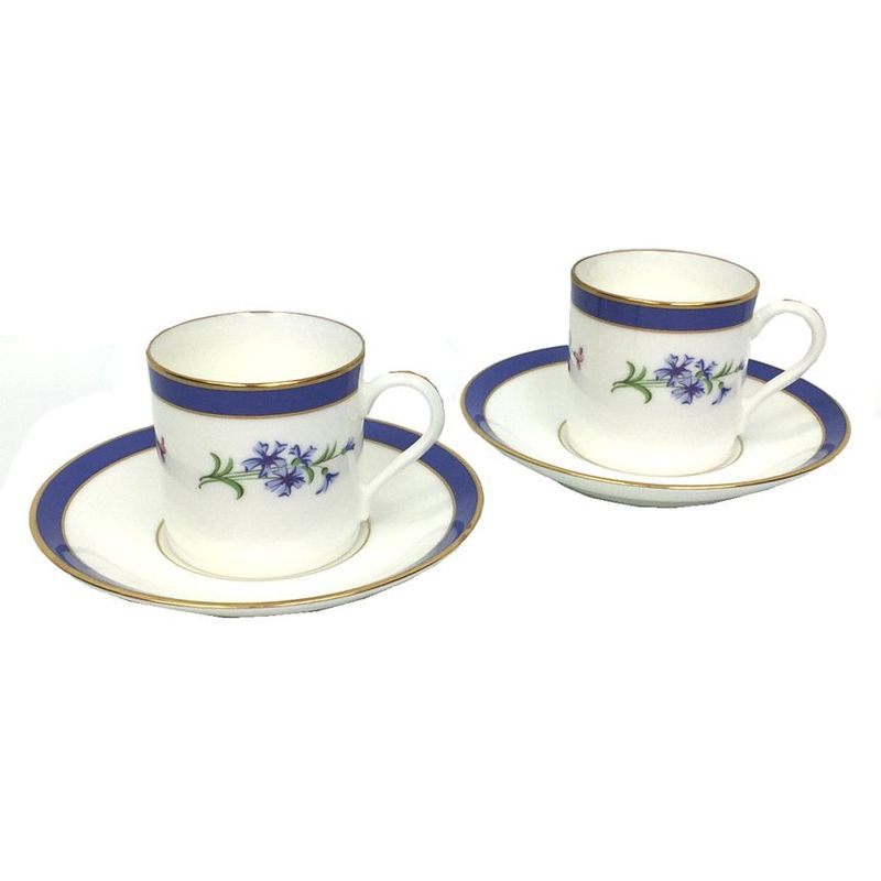 Unused Tiffany & Co Floral Demi Cup and Saucer Pair Aq5582