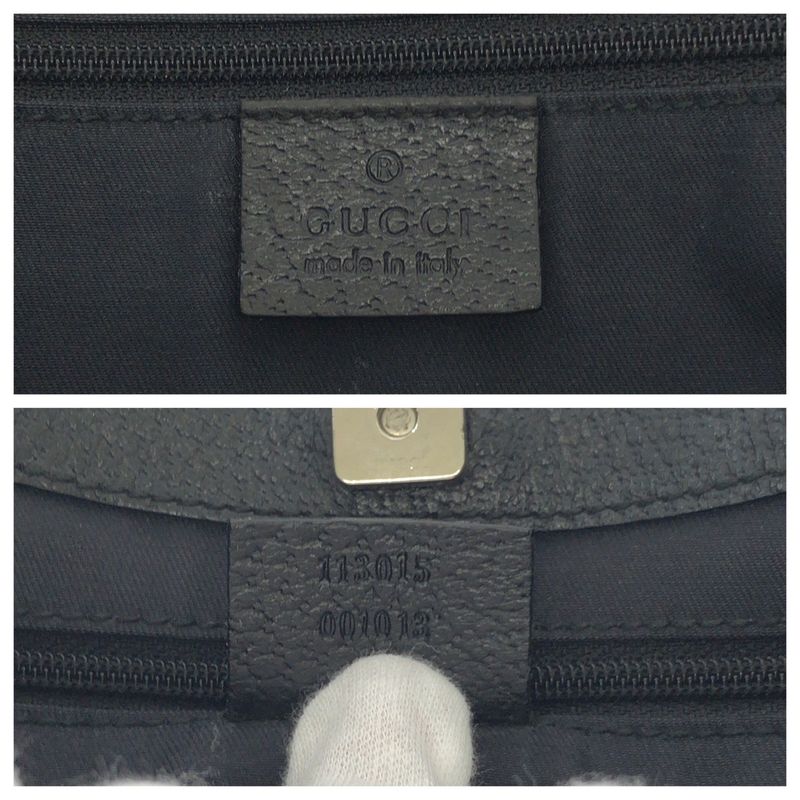 Gucci Black Silver Hardware GG Canvas 113015 Tote Bag Handbag Women 506336